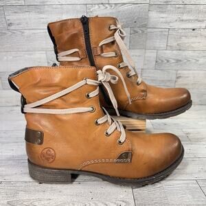 Rieker Boots Women Size 7.5 Brown Combat Style Euro Street Edgy Vintage inspired